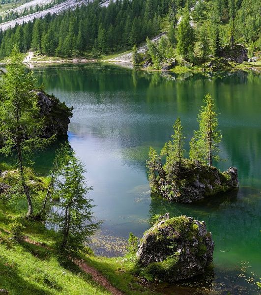 Lago de Federa at Croda da Lago in the Dolomites of the Veneto near Cortina dAmpezzo
